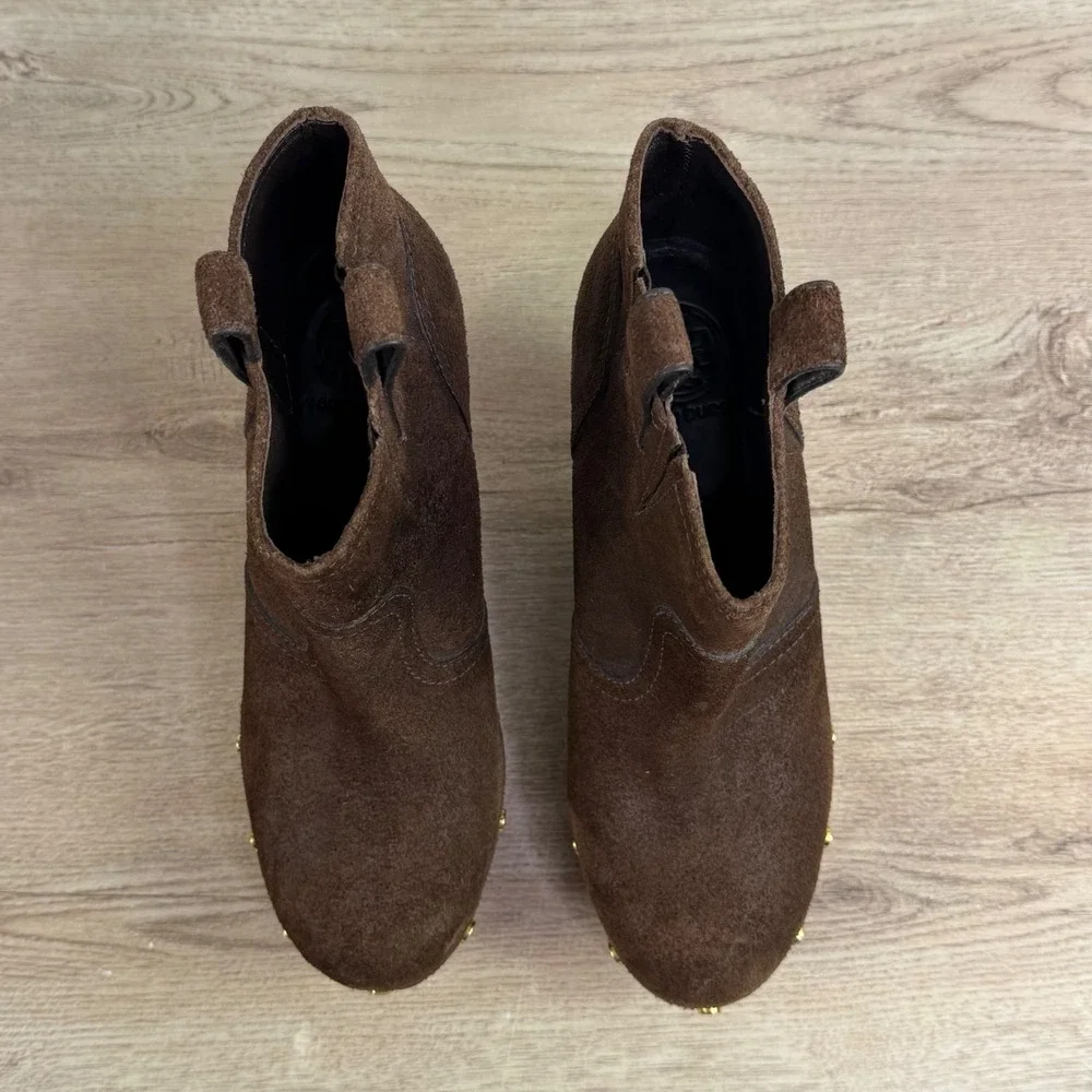 Tory Burch Ginerva suede studded wood heel Boots